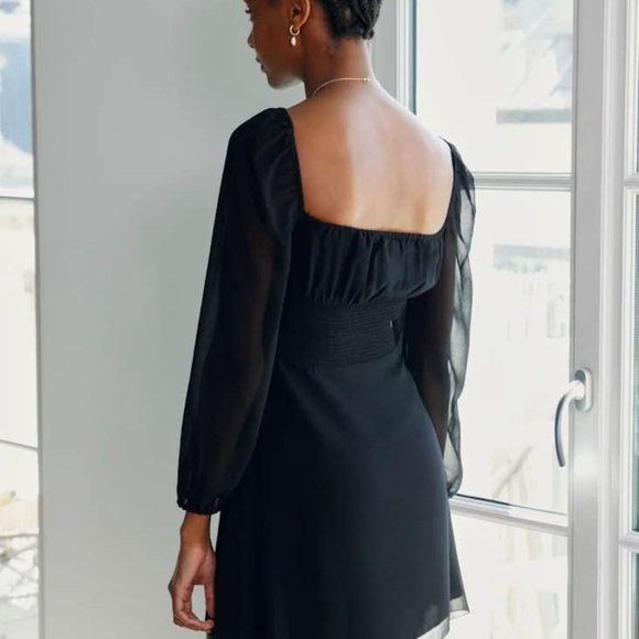 Aritzia black long sleeve chiffon dress in size small - Picture 4 of 5